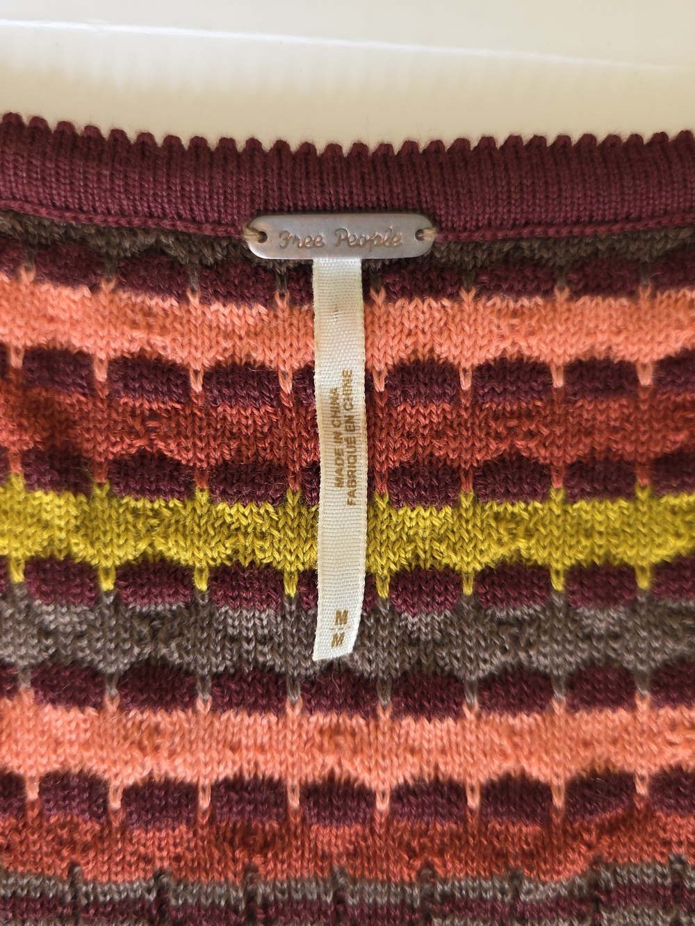 Free People Boho Knit Mini Sweter Dress Vintage Striped Indie Cottagecore Indie - Picture 6 of 7